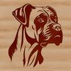 A vector illustration of a Boxer dog's head, suitable for digital designs and craft projects.