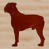 Silhouette Boxer Dog Vector Art A stylized vector illustration of a standing Boxer dog in silhouette.
