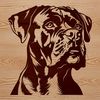 Beautiful Boxer Head Illustration A vector illustration of a Boxer's head, featuring a short muzzle and floppy ears.