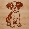 Cute Boxer Dog Silhouette Vector illustration of a sitting Boxer dog in a neutral background.
