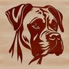 Boxer Dog Head Vector Graphic A digital illustration of a boxer dog's head with detailed features.