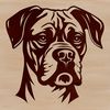 An SVG design featuring the distinctive features of a Boxer breed dog, suitable for graphic design or crafting projects.