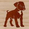 Muscular Canine Vector Art A stylized illustration of a standing dog with a distinctive face and muscular build.