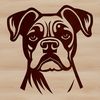 An outline vector image of a single Boxer dog head, ideal for various uses.