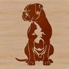 A sitting dog breed, specifically a Boxer, illustrated in vector format.