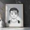 Minimalist Young Boy Illustration A simple illustration of a young boy with minimal details and bold lines.