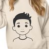 A young boy with a neutral expression, depicted in vector format as a scalable graphic.