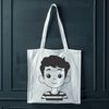 A digital illustration of a young boy in a neutral background.