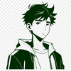 A young boy depicted in simple line art style, suitable for various design applications.