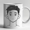 A detailed illustration of a young boy in a casual setting.