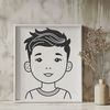 Casual Kid Portrait SVG A digital illustration of a young boy in a casual outfit.
