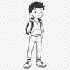Young Line Art Boy Character A young boy character in simple line art style.