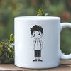 Simple Line Drawing of a Child A young boy depicted in simple lines, suitable for digital cutting machines and graphic design projects.
