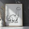 Illustrative drawing of a Brachiosaurus, a prehistoric dinosaur from the Mesozoic Era.