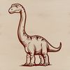 Prehistoric Long-Necked Dino Illustration A detailed illustration of a Brachiosaurus, a long-necked prehistoric dino.