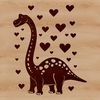 Love-ly Brachiosaurus SVG Illustration A prehistoric brachiosaurus dinosaur with love hearts embedded in its body, depicted as a vector graphic illustration.