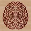 Ornate Human Body SVG Design A detailed illustration of the human brain's anatomy, featuring intricate lines and shapes.