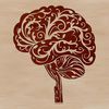 Ornate Human Brain Diagram An illustrated diagram of the human brain with intricate details, suitable for educational or design purposes.