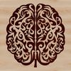 A detailed illustration of the human brain's anatomy, depicted in an ornate style suitable for vector design.
