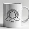 A stylized illustration of the sun with vibrant rays, suitable for design projects.