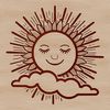 A stylized illustration of the sun with bold lines and bright colors, suitable for vector art projects.