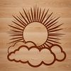 A stylized illustration of the sun with bold lines and vibrant colors, suitable for various design applications.