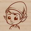 A cartoon Christmas elf character with a pointy hat and red shoes, ideal for holiday designs.