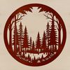 Dense Woodland Scene Vector graphic representation of a dense wooded area with foliage.