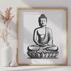 Buddhist Iconography Art A vector illustration of the Buddhist figure Buddha in a serene pose.