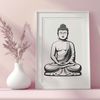 Buddha Clip Art in Vector Format A digital representation of the Buddha in various positions, suitable for use as clip art in vector format.