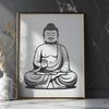 Beautiful Buddhist Figure Silhouette A traditional depiction of a seated Buddhist figure in a meditative pose.