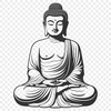 A detailed illustration of a Buddha figurine in various styles, suitable for vector art designs.