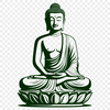 A minimalist illustration of the Buddha in traditional Buddhist attire, suitable for vector graphics.
