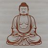 A detailed illustration of a Buddha figure in a meditative pose.