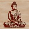 Buddhist iconography featuring a serene statue of the Buddha.