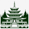 A digital representation of a traditional Buddhist temple with intricate architecture and ornate details.