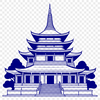Vector Illustration of a Buddhist Temple A traditional Buddhist temple architecture design, rendered in vector format.