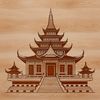 A vector graphic representation of a serene Buddhist temple, suitable for various design applications.