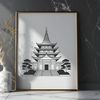 Stylized Temple Design SVG File A stylized representation of a traditional Buddhist temple, suitable for various design applications.