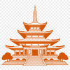 Traditional Asian-Inspired Architectural Design A stylized illustration of a traditional Buddhist temple architecture.