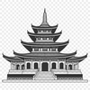 Free Buddhist Temple Clip Art Graphics A traditional Asian-style Buddhist temple with ornate details and a tranquil atmosphere.