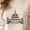 Serene Temple Illustration Illustration of a serene Buddhist temple with decorative elements, suitable for digital designs.