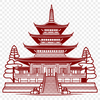 Stunning Vector Temple Design An intricately designed vector representation of a Buddhist temple, suitable for various design applications.