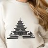 Buddhist Temple Design Vector Art A traditional Buddhist temple with ornate details, suitable for vector art design and cutting machine use.