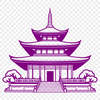 Stylized Temple Design for Commercial Use A stylized illustration of a traditional Buddhist temple with intricate architecture.