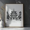 Buddhist Temple Illustration in SVG Format A detailed illustration of a traditional Buddhist temple architecture in SVG format.