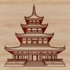 A traditional Buddhist temple design with intricate details and ornamentation, suitable for vector art projects.