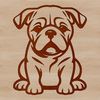 Cute Bulldog Clip Art A sitting bulldog with a gentle expression, suitable as a vector design element or clip art.