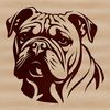 Cartoon Bulldog Head Illustration A cartoon illustration of a bulldog's head, featuring a wrinkled face and distinctive features.