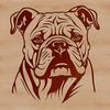 Adorable Bulldog Close-Up Illustration A close-up illustration of a bulldog's head, featuring wrinkled skin and a distinctive facial structure.